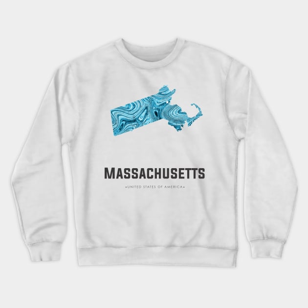 Massachusetts state map abstract blue Crewneck Sweatshirt by StudioGrafiikka